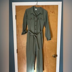 J. Crew Sage Green Button-Up Jumpsuit